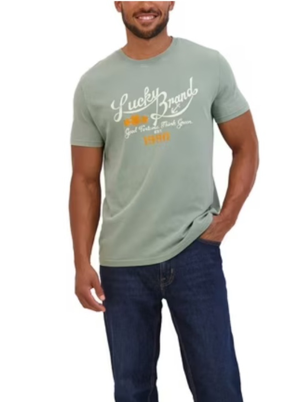 Lucky Brand Men’s Sage Green Crewneck Cotton Tee - Size Medium